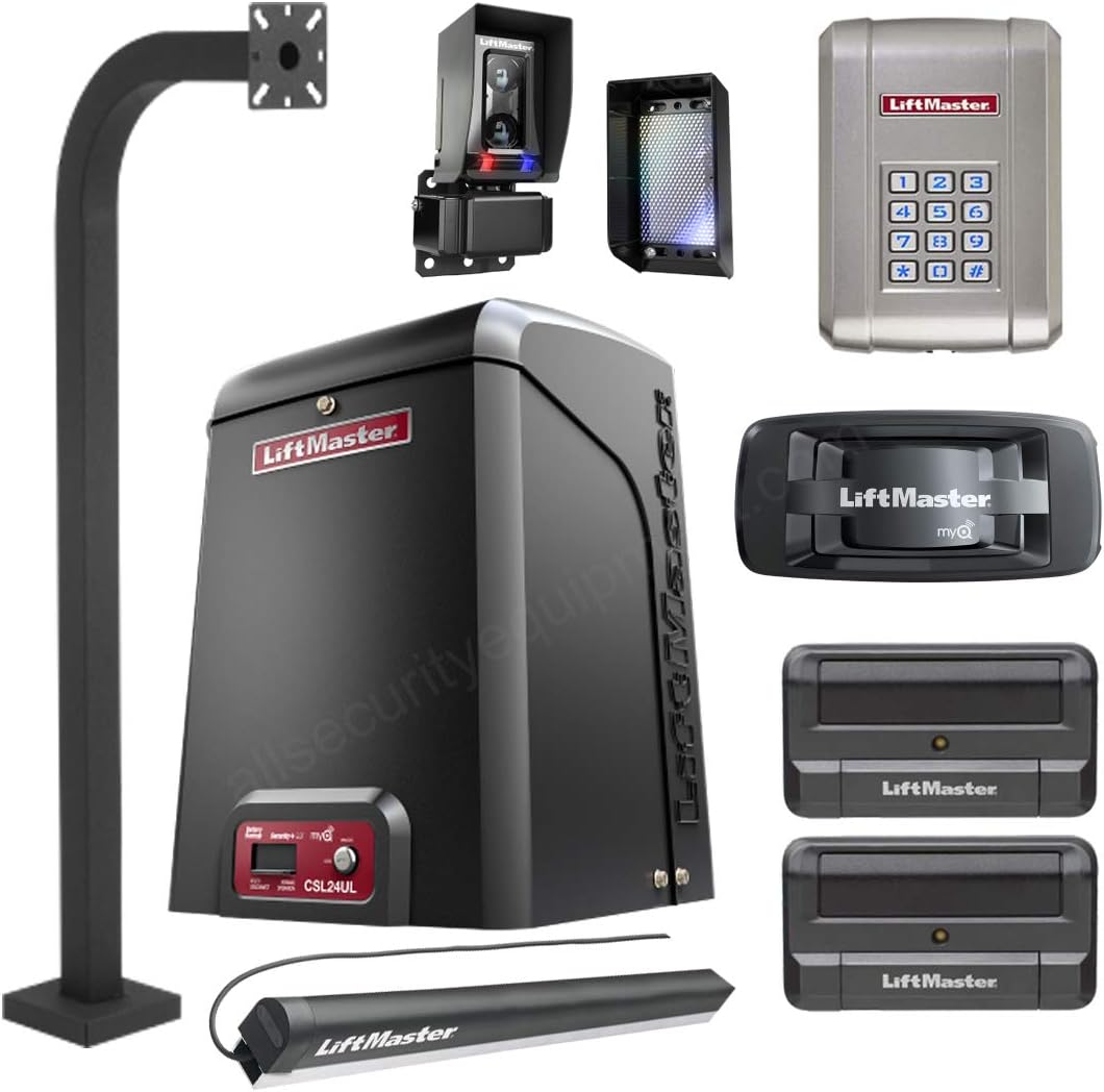 Liftmaster CSL24UL Slide Gate Opener Kit W/Battery Back-Up, 2 Remotes, 828LM Gateway